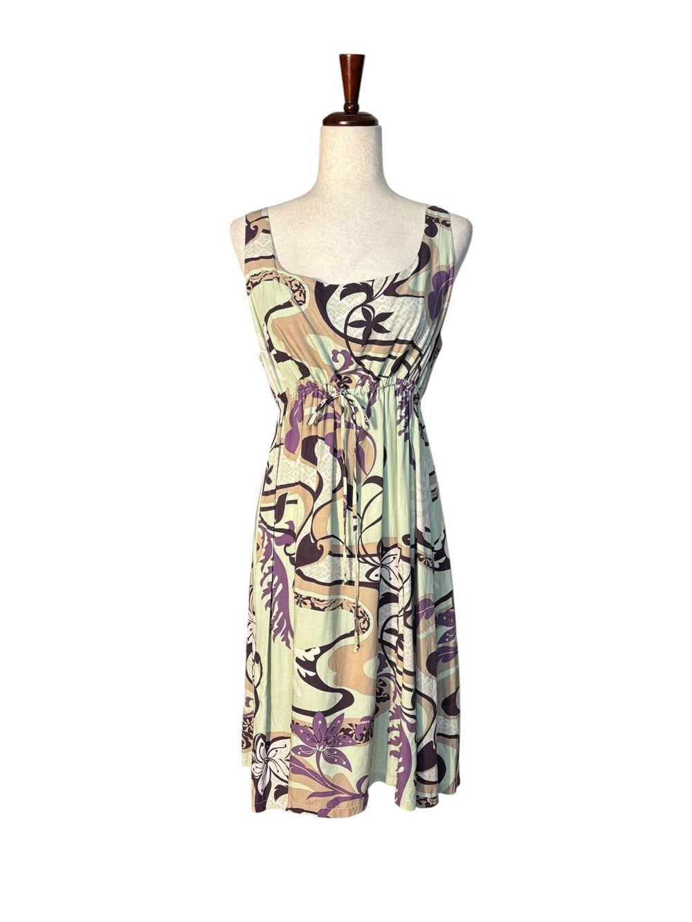 Puanani Hawaii Rayon Tropical Floral Midi Dress Hawaiian Resort Boho Size XL